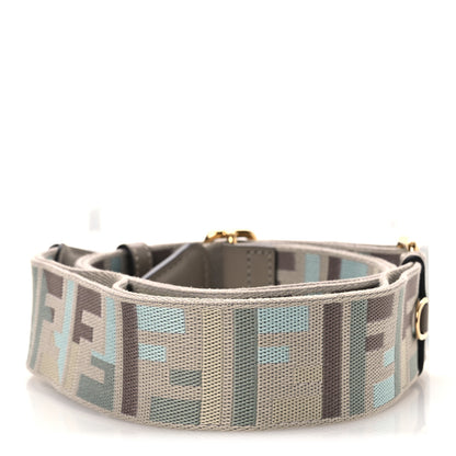 Fendi Jacquard Ribbon Vitello King FF Bi-Color Intreccio Adjustable Strap You Grey Multicolor 2 of 5