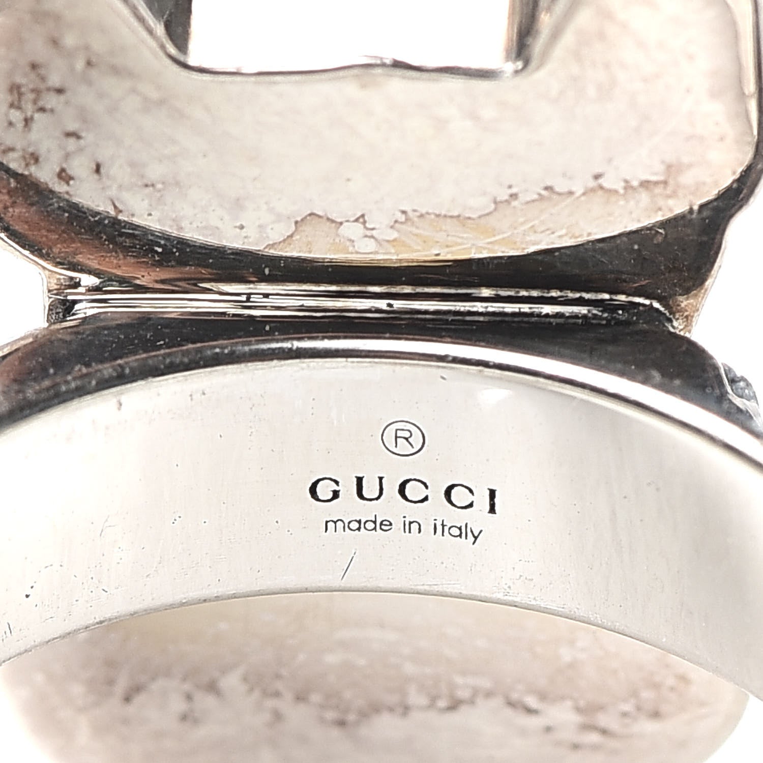 Gucci Sterling Silver Enamel Orso Ring 54 6.75 7 of 7