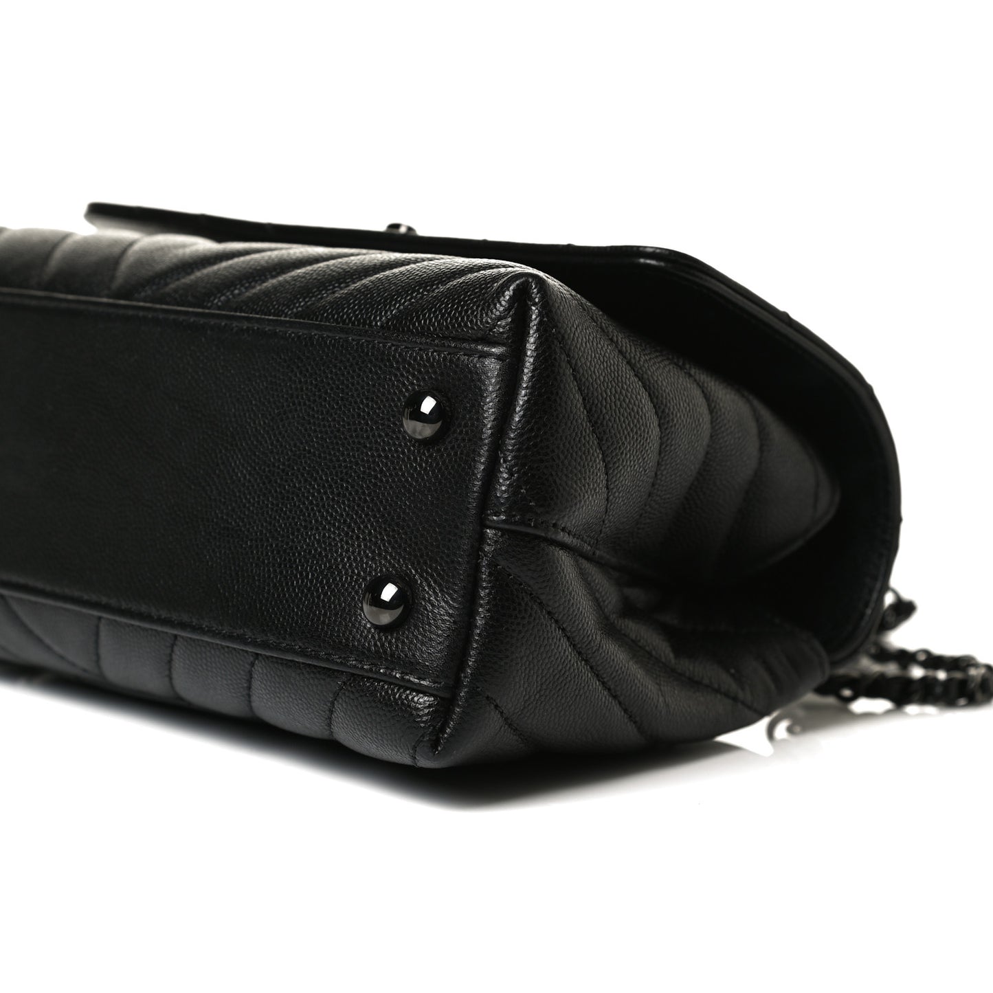 Caviar Chevron Quilted Mini Coco Handle Flap So Black