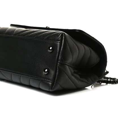 Chanel Caviar Chevron Quilted Mini Coco Handle Flap So Black 10 of 14
