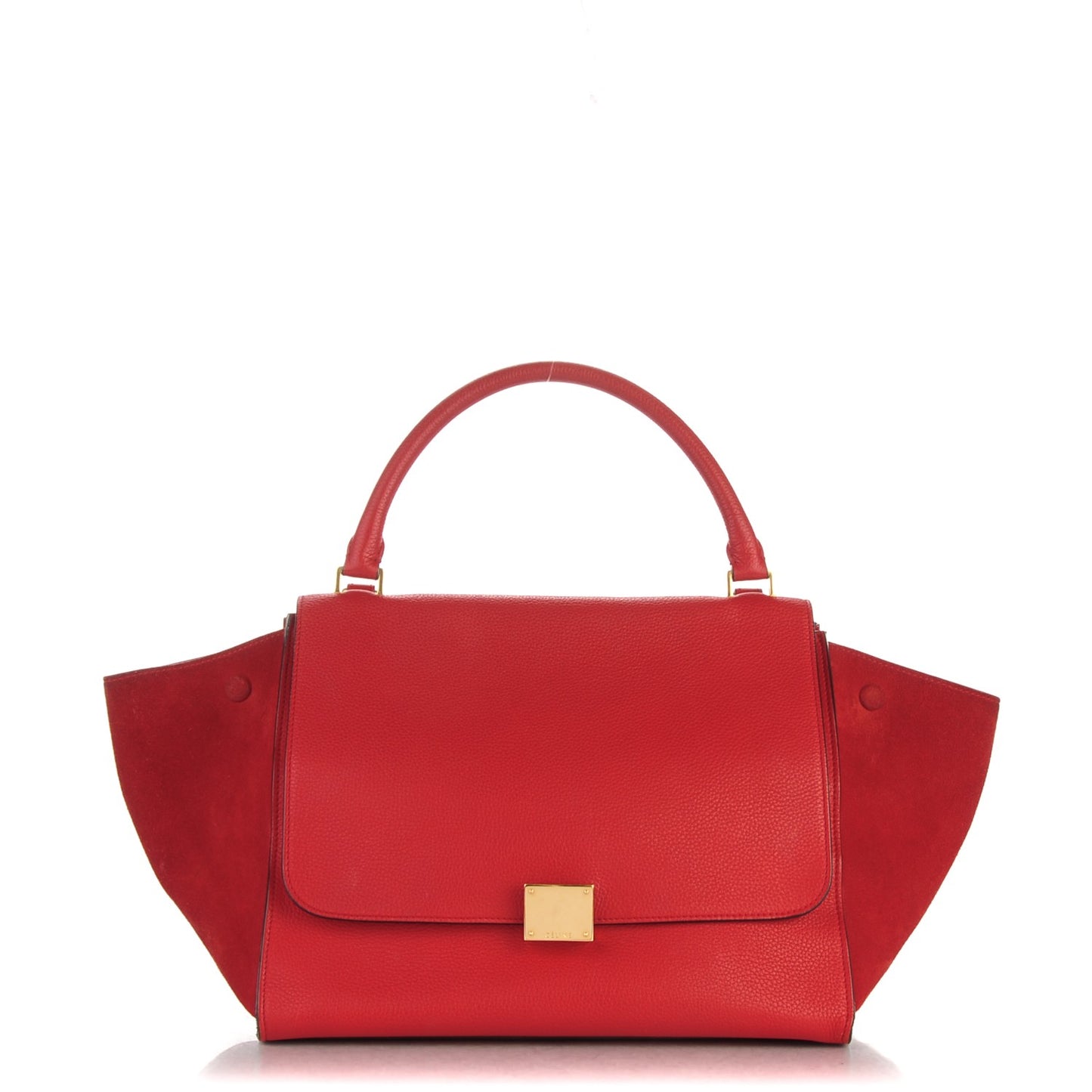 Drummed Calfskin Suede Medium Trapeze Coquelicot
