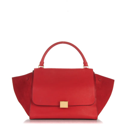 Celine Drummed Calfskin Suede Medium Trapeze Coquelicot 1 of 9