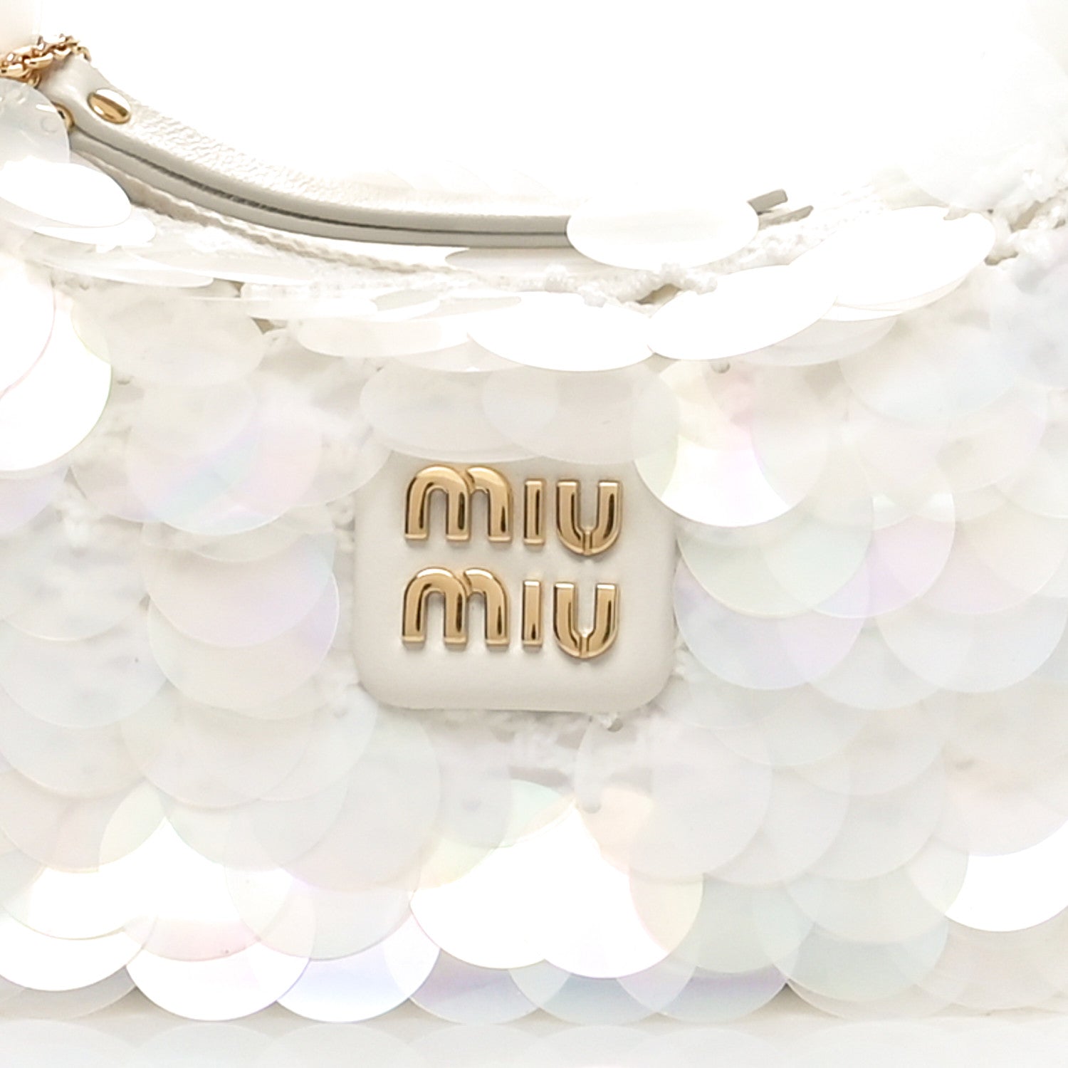 Miu Miu Sequin Crochet Mini Wander Hobo White 7 of 9