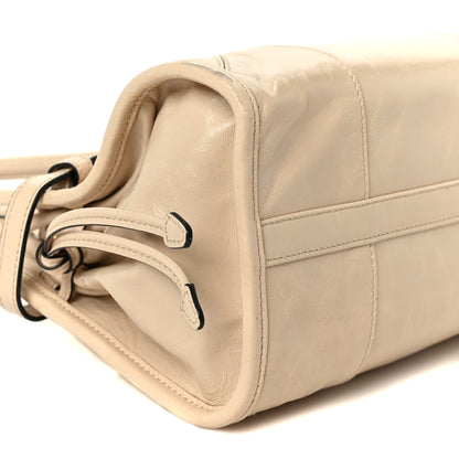 Prada Glossy Calfskin Triangle Medium Bonnie Shoulder Bag Travertine 9 of 10