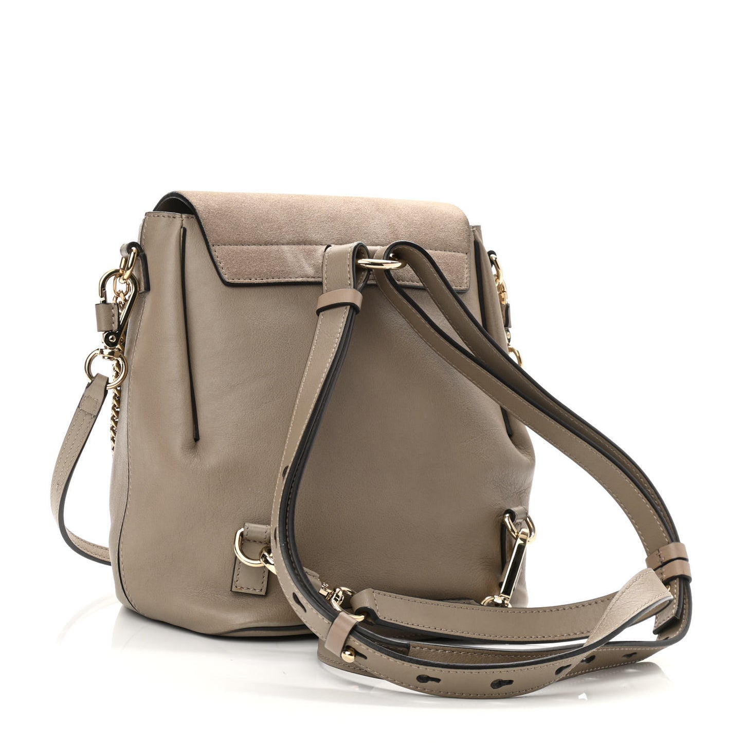 Suede Calfskin Small Faye Backpack Motty Grey