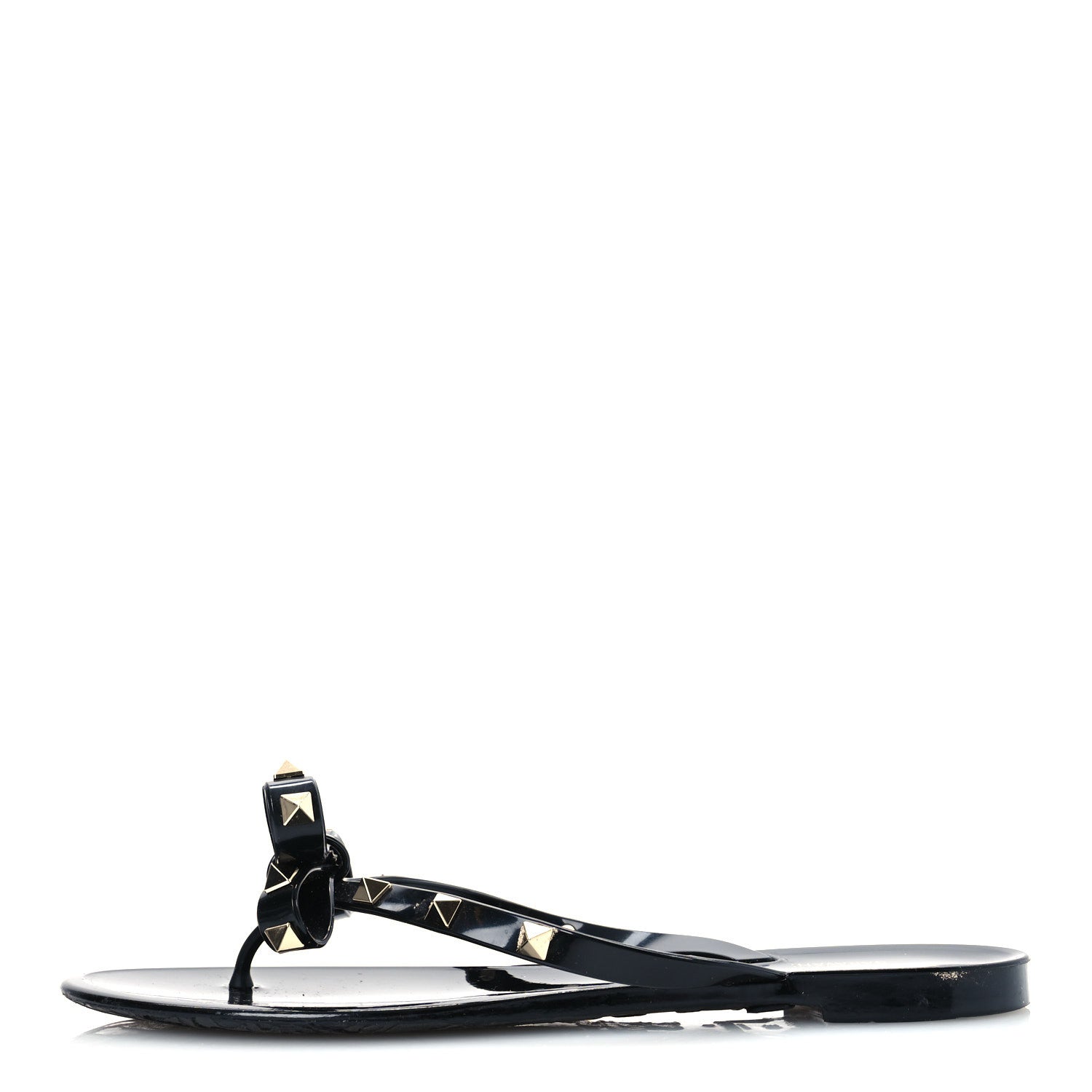 Valentino Garavani PVC Jelly Rockstud Bow Thong Sandals 38 Black 2 of 24