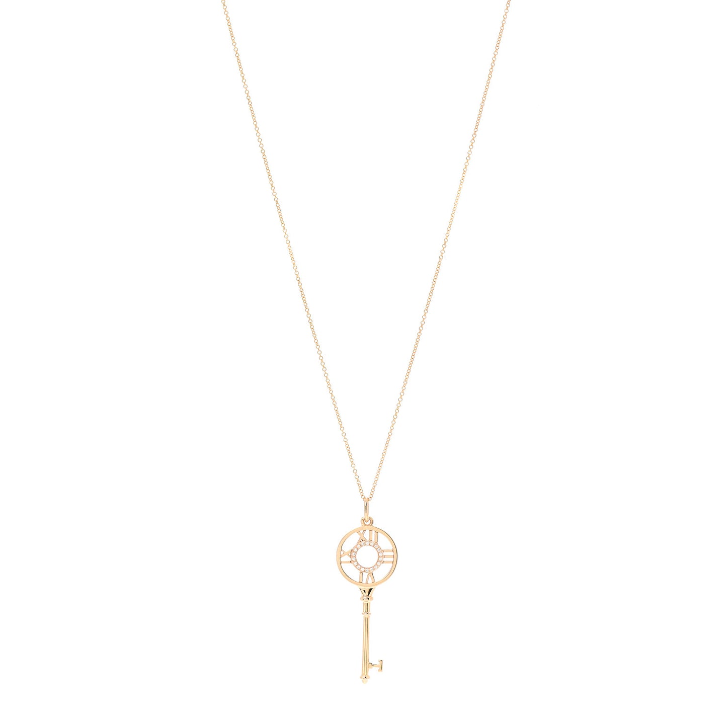 18K Rose Gold Diamond Atlas Key Pendant Necklace