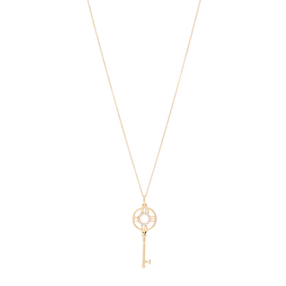 Tiffany 18K Rose Gold Diamond Atlas Key Pendant Necklace 1 of 7
