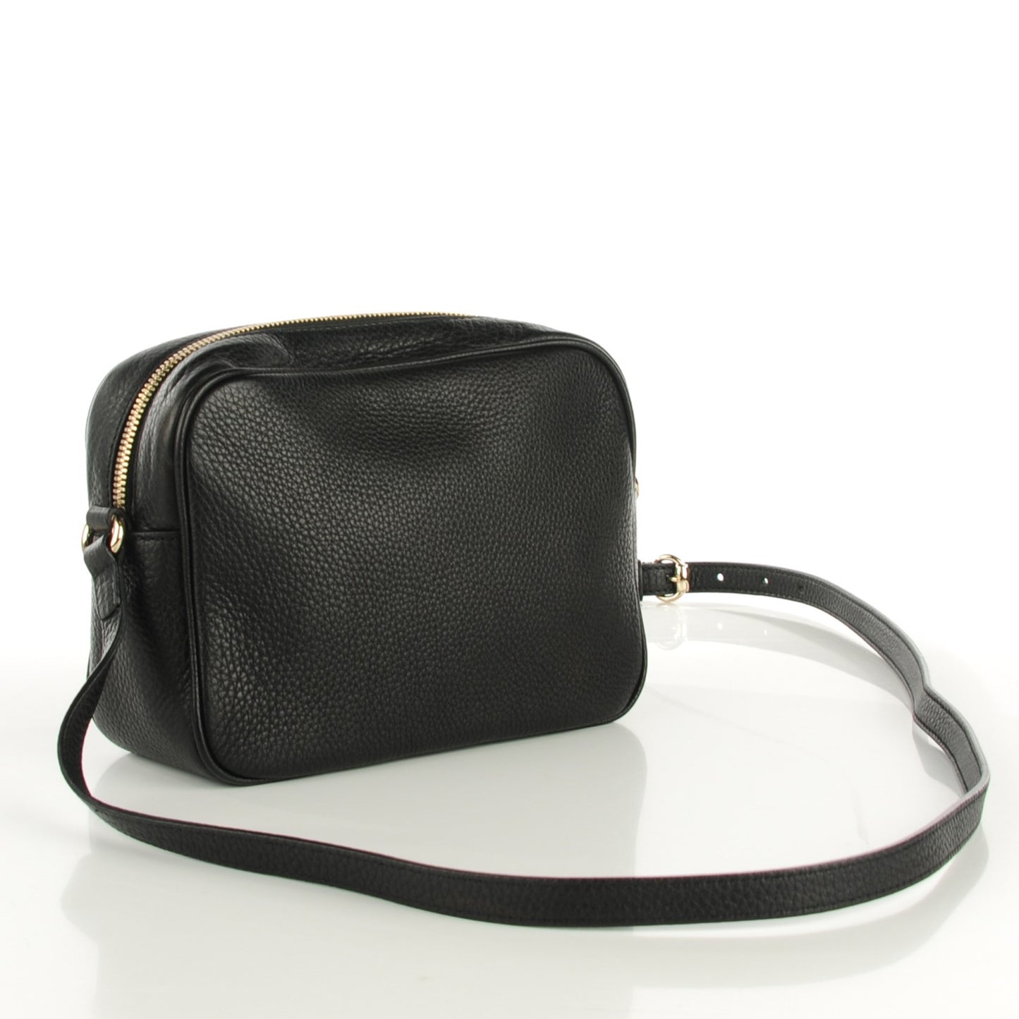 Pebbled Calfskin Small Soho Disco Bag Black
