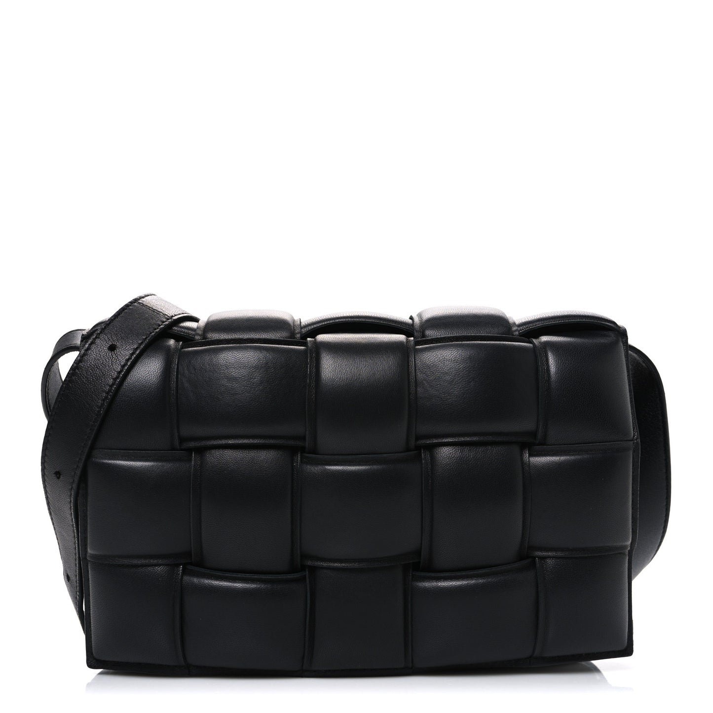Nappa Maxi Intreccio Padded Cassette Crossbody Bag Black