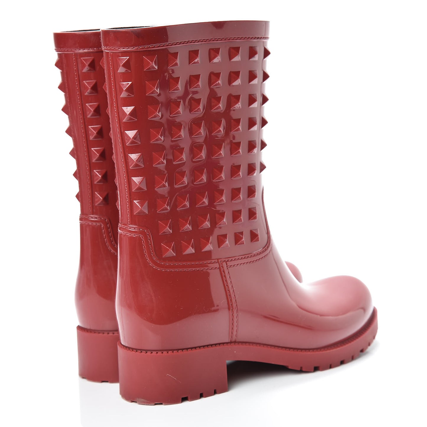 Rubber Rockstud Short Rainboots 36 Red