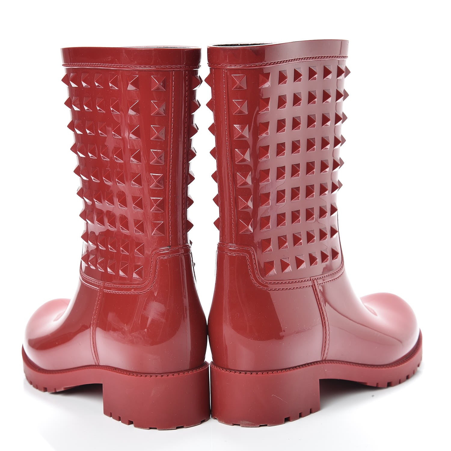 Valentino Garavani Rubber Rockstud Short Rainboots 36 Red 5 of 17