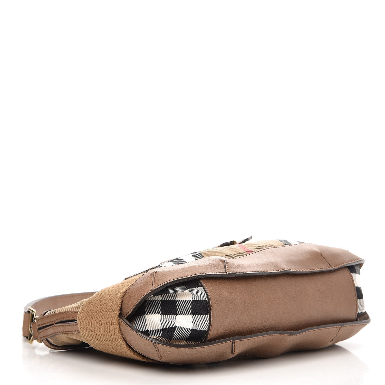 Burberry Vintage Leather House Check Medium Creighton Hobo Dark Stone 4 of 13
