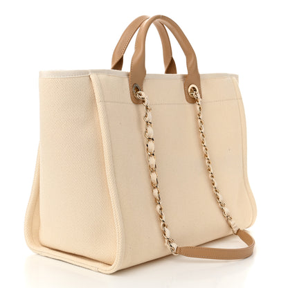 Chanel Canvas Pearl Medium Deauville Tote Ecru Beige 3 of 10