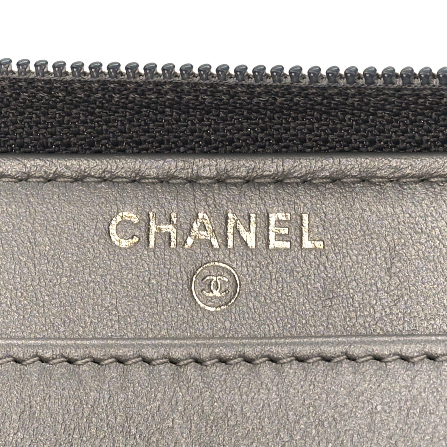 Chanel Cracked Metallic Calfskin Quilted Boy Long Zip Around Wallet Dark Silver 6 of 11
