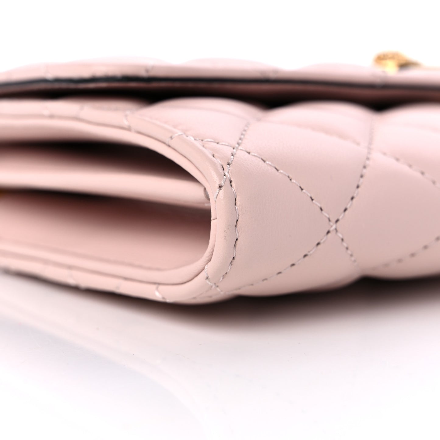 Calfskin Icon Quilted Wallet On Chain Crossbody Pink