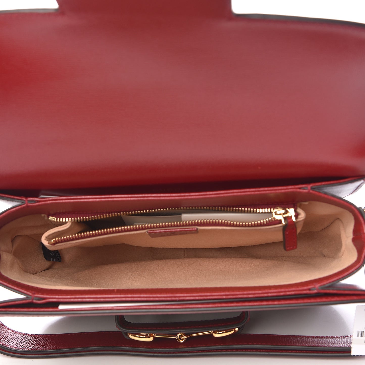 GG Supreme Monogram Azalea Calfskin Horsebit 1955 Shoulder Bag Beige Ebony New Cherry Red