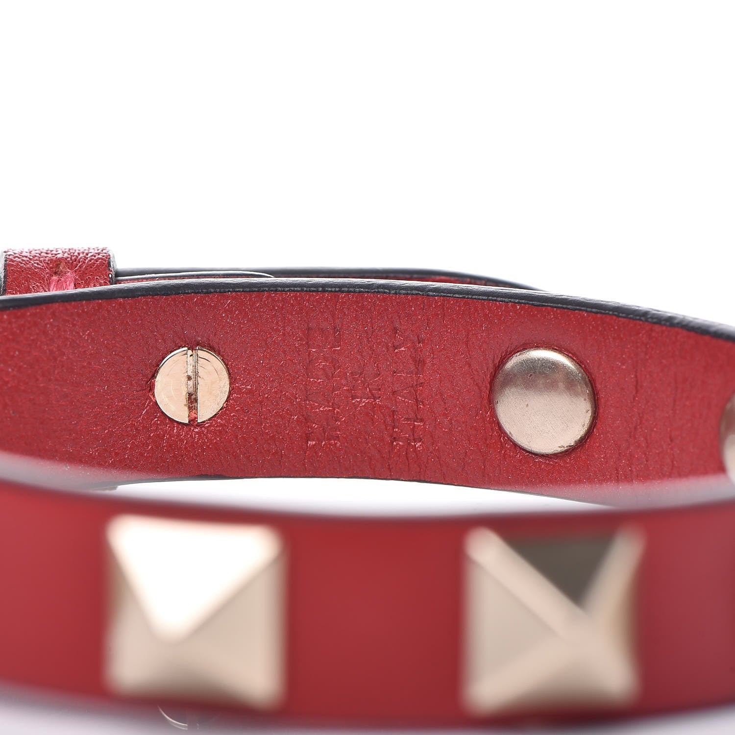 Valentino Garavani Vitello Rockstud Bracelet Red 4 of 5
