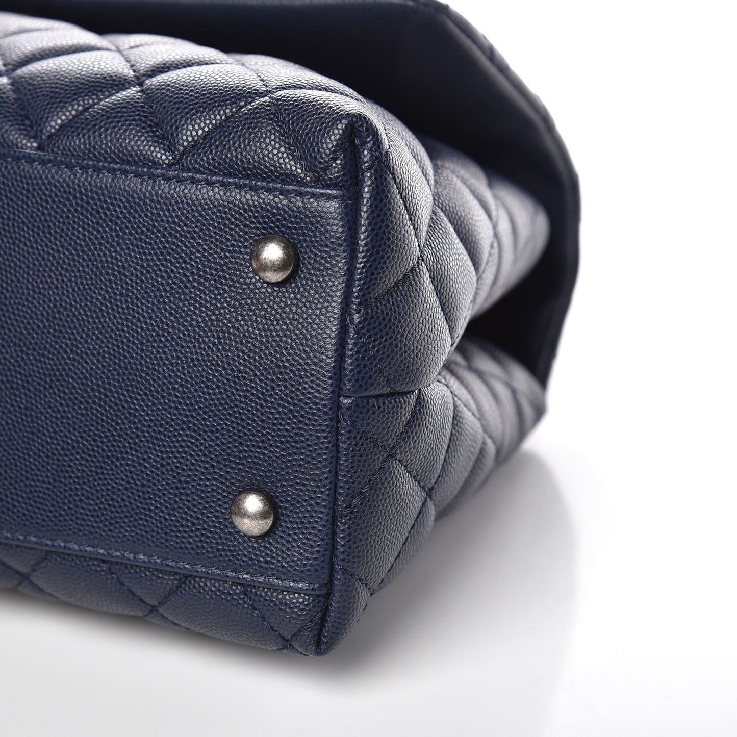 Caviar Quilted Small Coco Handle Flap Navy