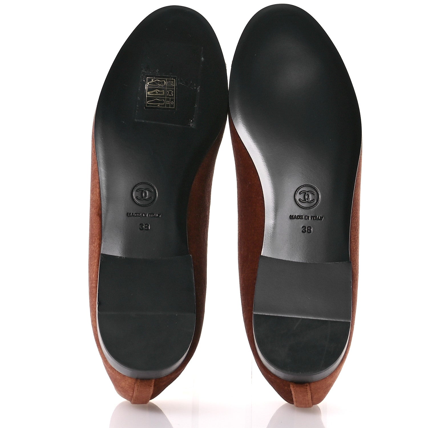 Chanel Velvet Cap Toe CC Ballerina Flats 38 Brown Black 6 of 9