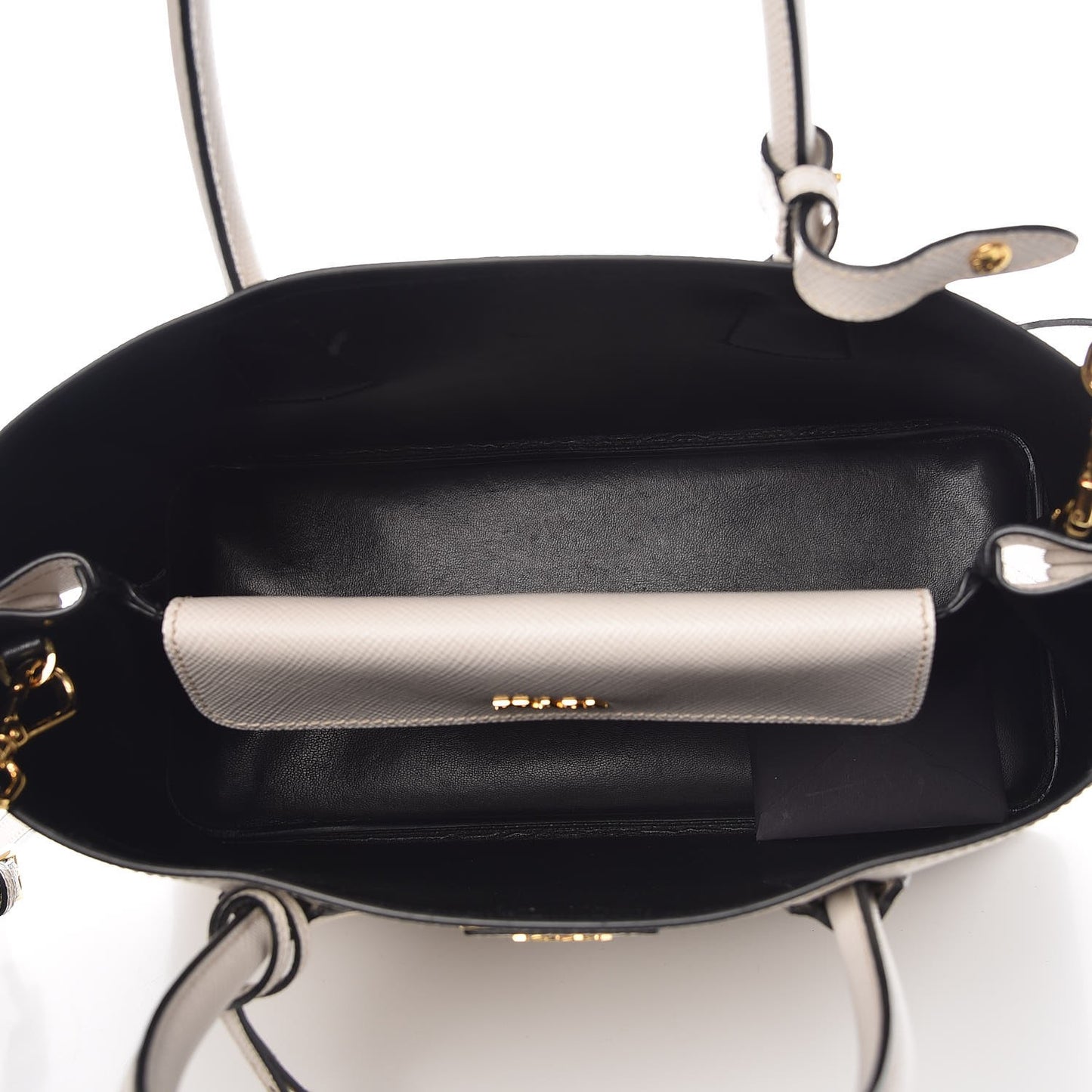 Saffiano Cuir Medium Double Bag Talco Nero Black