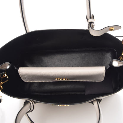 Prada Saffiano Cuir Medium Double Bag Talco Nero Black 6 of 7