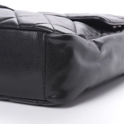 Chanel Glazed Caviar Large Nature Flap Bag Black 10 of 11