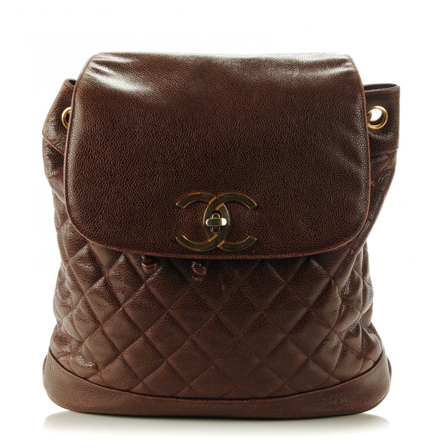 Chanel Caviar Quilted Drawstring Backpack Brown 1 of 10