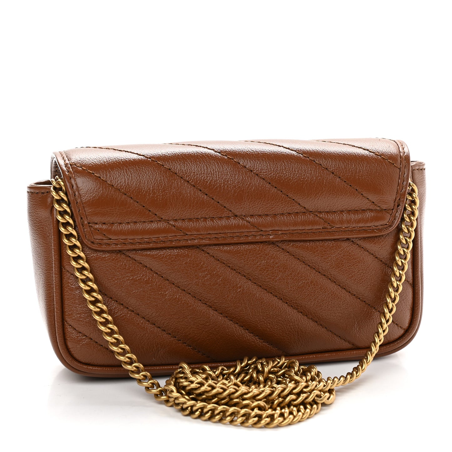Azalea Calfskin Matelasse Diagonal Super Mini GG Marmont Shoulder Bag Cuir