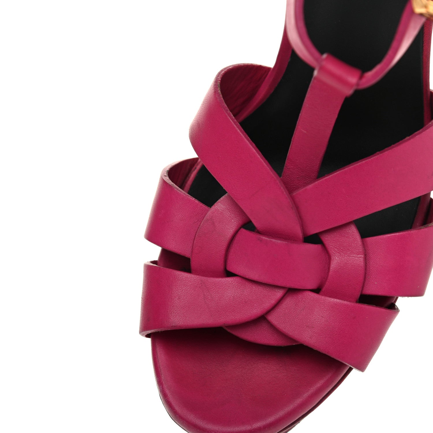 Saint Laurent Calfskin Tribute 105 Platform Sandals 39.5 Fuchsia 17 of 28