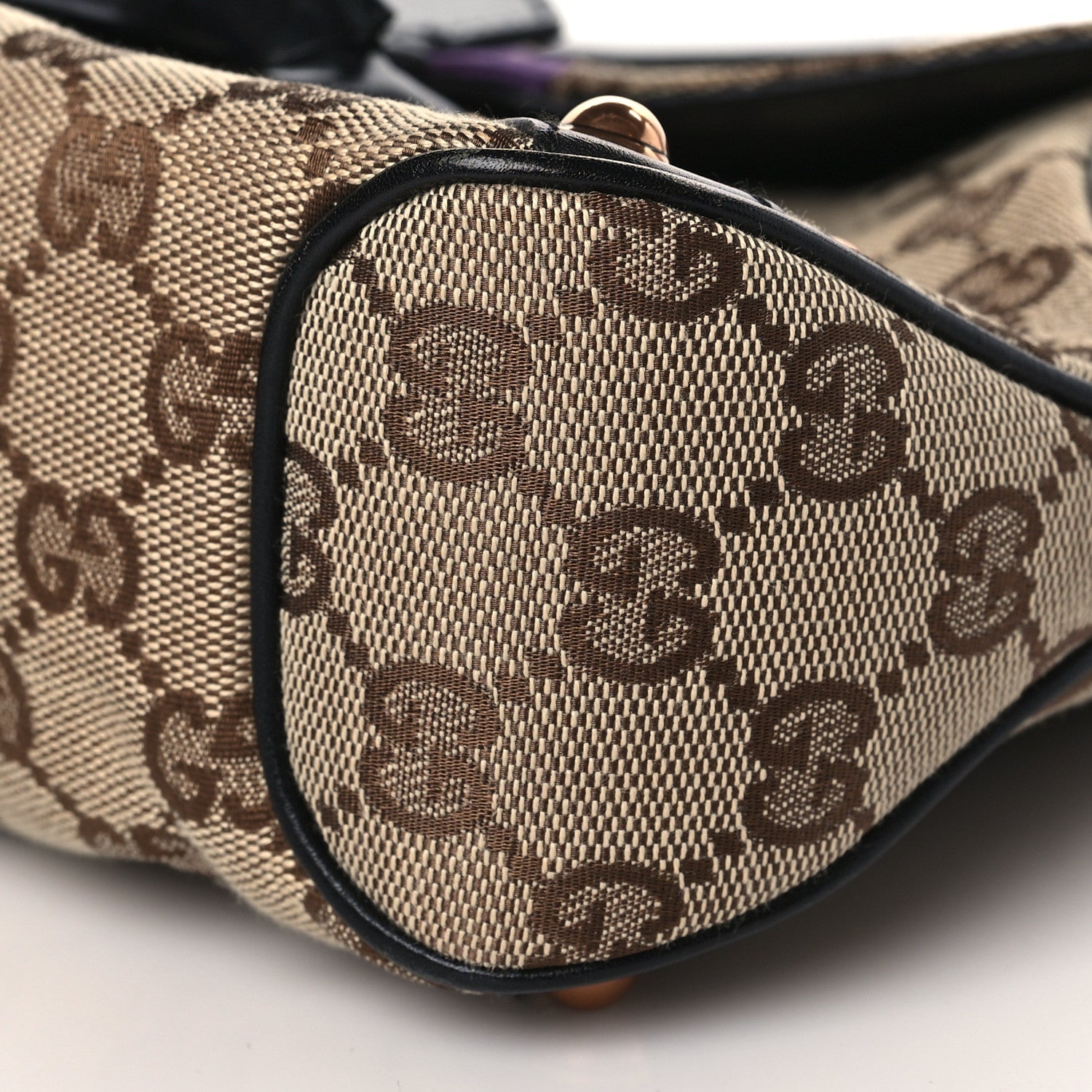Gucci Monogram Horsebit Web Flap Bag Brown Purple 9 of 9