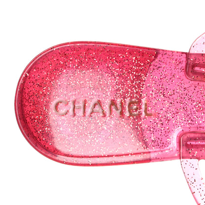 Chanel Jelly Camellia Glitter Thong Sandals 41 Rose Clair 6 of 9