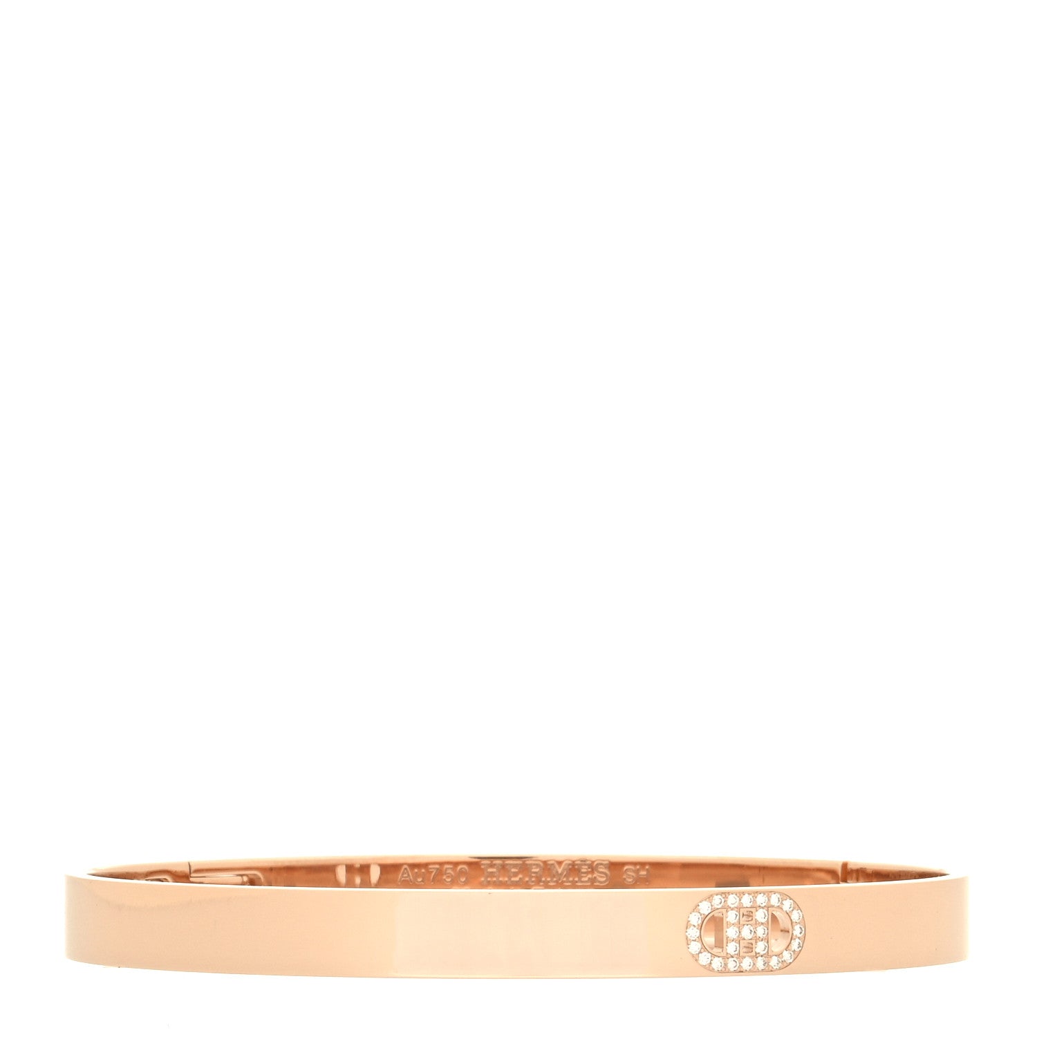 Hermes 18K Rose Gold Diamond PM H D'Ancre Bracelet SH 1 of 4