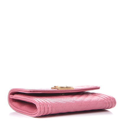 Chanel Caviar Chevron Quilted Boy Card Holder Wallet Dark Pink 5 of 17