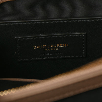 Saint Laurent Sheepskin Matelasse Chevron Monogram Medium College Bag Dark Beige 7 of 9