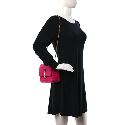Saint Laurent Boucle Tweed Patchwork Monogram Medium Jamie Baguette Magenta 2 of 10