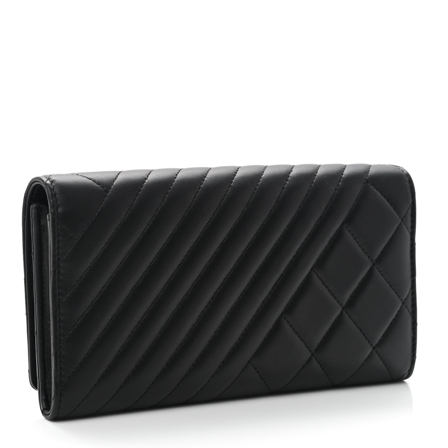 Chanel Lambskin Quilted Large Coco Boy Gusset Flap Wallet Black 6 of 18