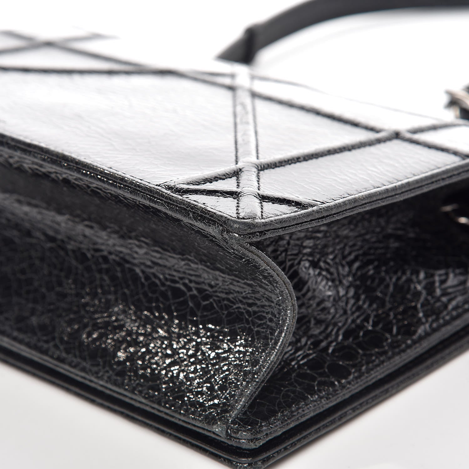 Christian Dior Crackled Deerskin Medium Diorama Flap Bag Black 15 of 16