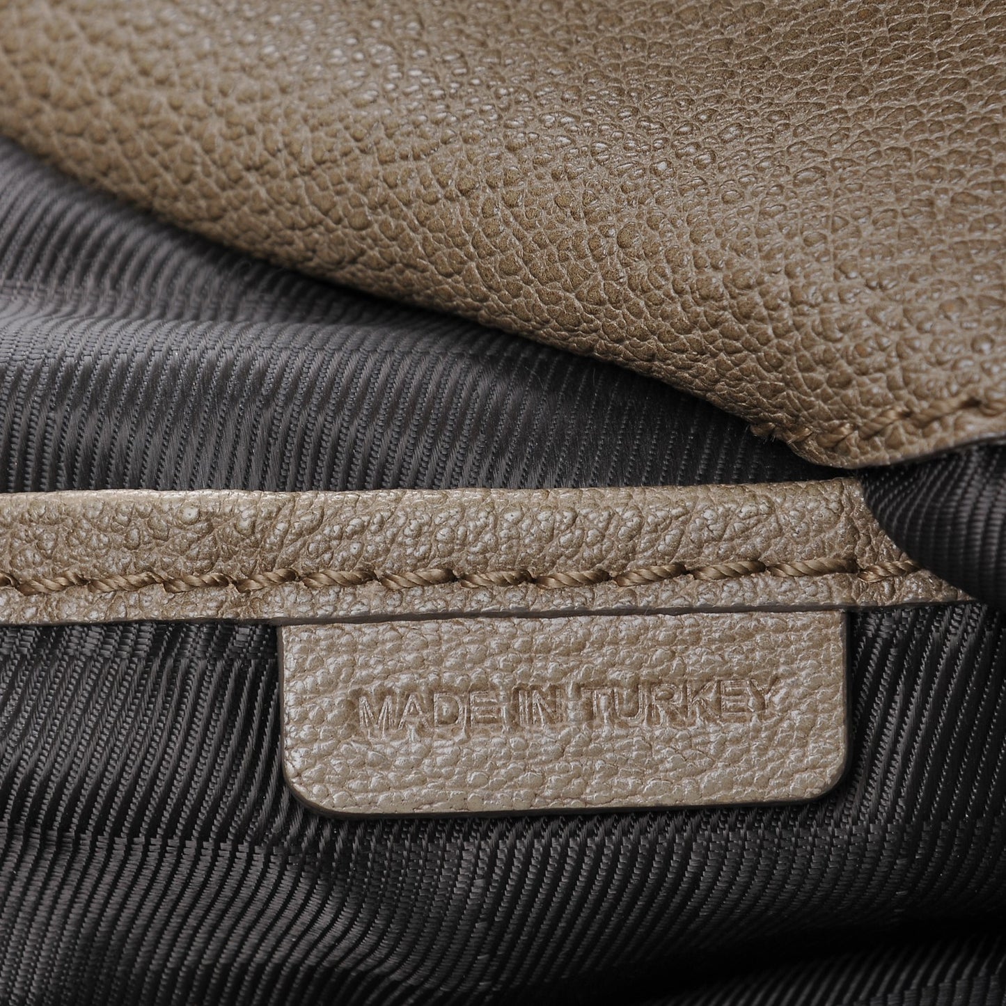 Grainy Calfskin Chain Hobo Taupe