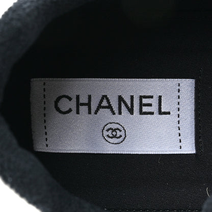 Chanel Grained Calfskin Fabric Womens Logo Sneakers 39 White Black 8 of 10