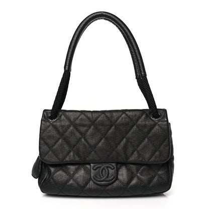 Chanel Calfskin Quilted Expandable Zip Flap Shoulder Bag Black 1 of 10