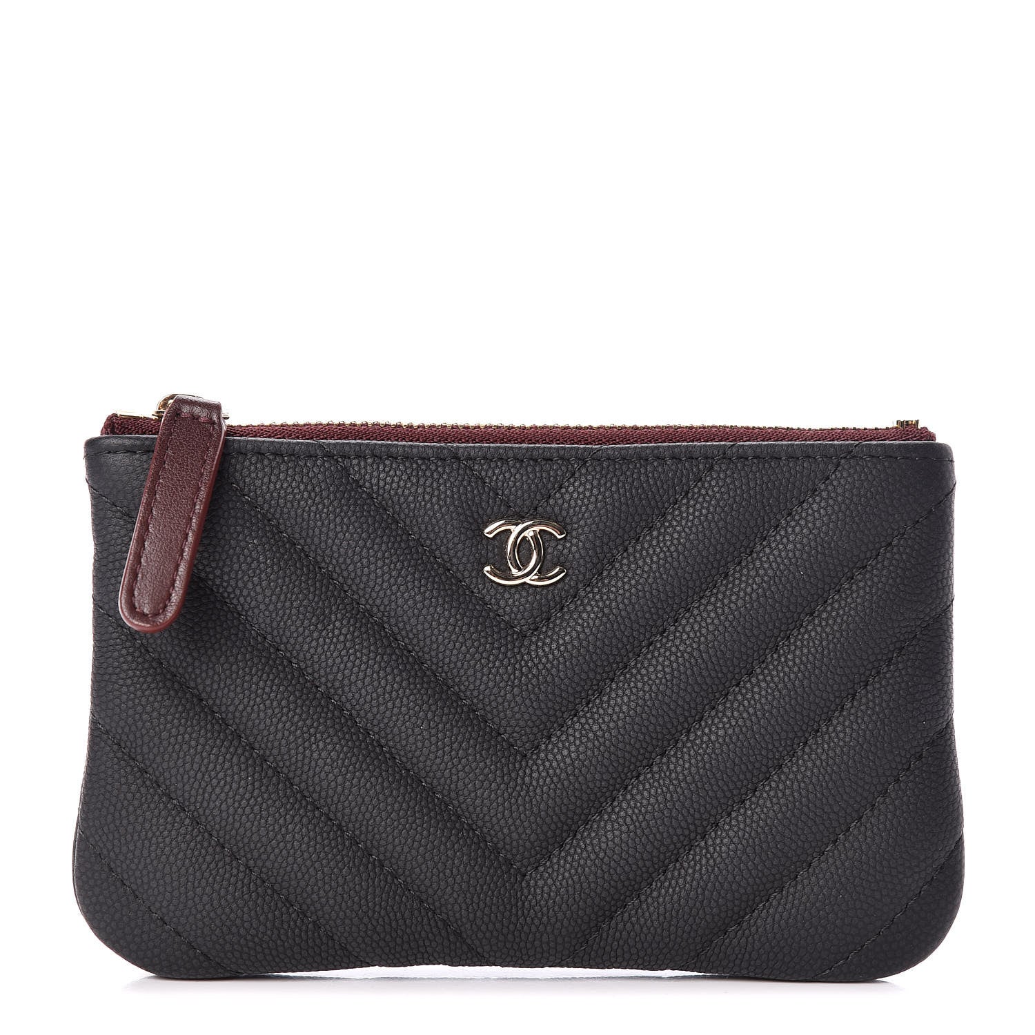 Chanel Caviar Chevron Quilted Small Cosmetic Case Black 1 of 8
