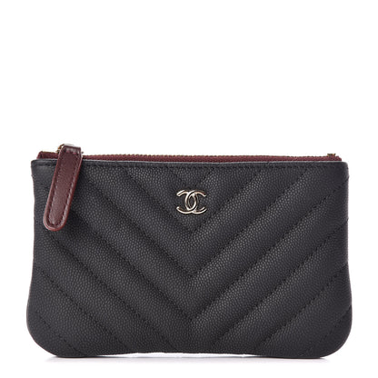 Chanel Caviar Chevron Quilted Small Cosmetic Case Black 1 of 8