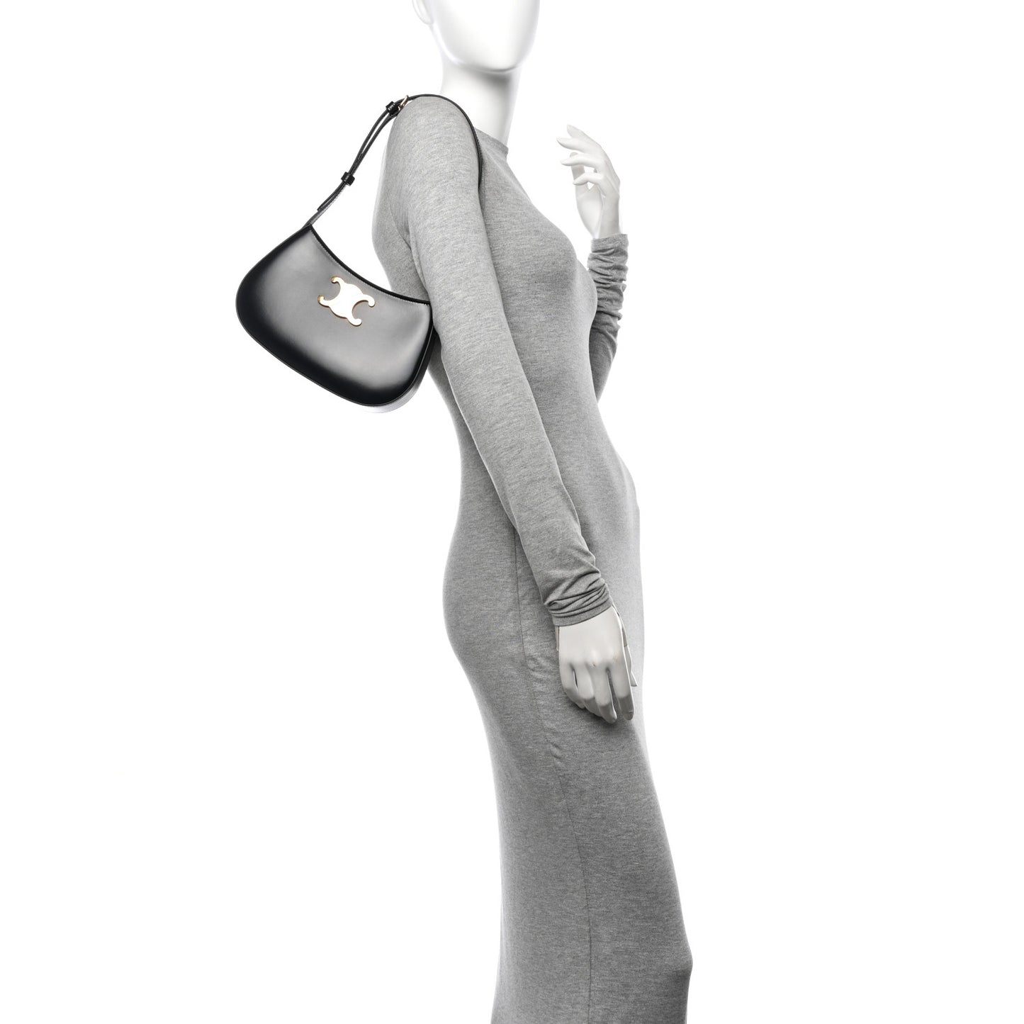 Shiny Calfskin Medium Tilly Triomphe Shoulder Bag Black