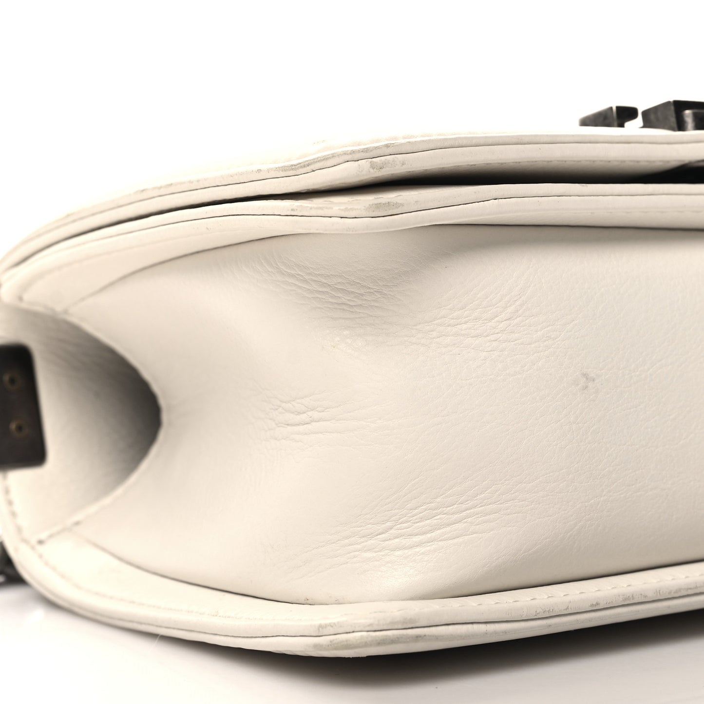 Calfskin Quilted Small Boy Flap White