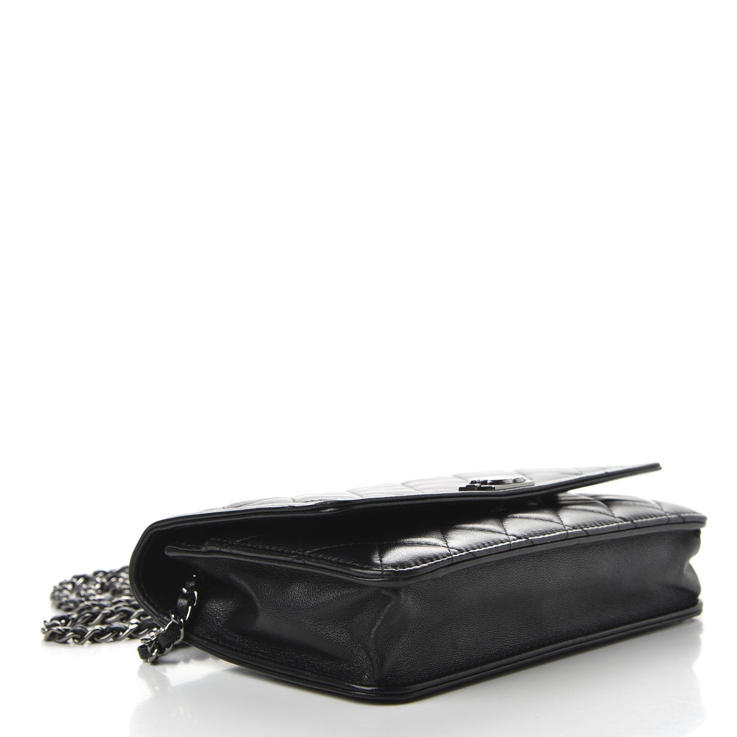 Lambskin Quilted Boy Wallet On Chain WOC Black