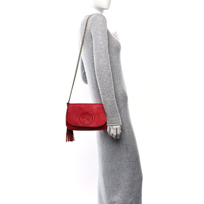 Gucci Pebbled Calfskin Medium Soho Flap Crossbody Vibrant Red 2 of 16