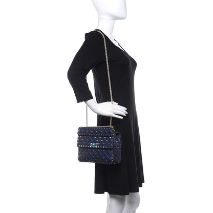 Valentino Garavani Nappa Medium Rockstud Spike Shoulder Bag Marine 2 of 8