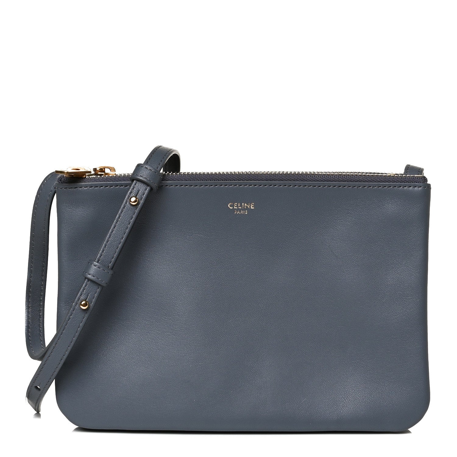 Celine Lambskin Small Trio Crossbody Bag Storm 1 of 17