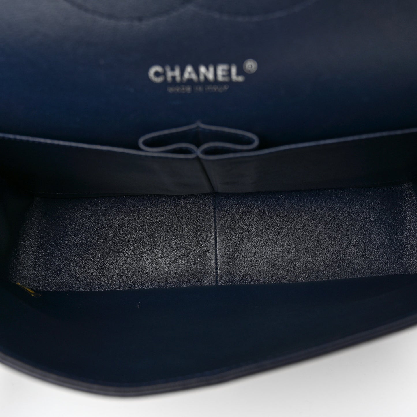 Lambskin Quilted Jumbo Double Flap Navy Blue